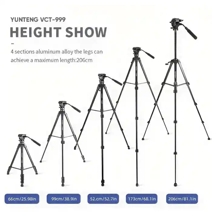 Yunteng VCT-999 Professional Camera Tripod Aluminum Alloy DSLR Camera Tripod (6.75 Feet)